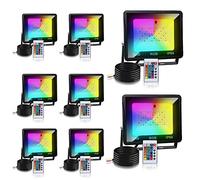 Tubiaz Foco LED Colores Exterior, 8pcs 50W RGB Proyector LED con Control Remoto, Impermeable IP66 16 colores y 4 modos Cambio de color Luz de seguridad, Función de Memoria(sin enchufe)