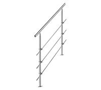 Tubiaz Pasamanos de acero inoxidable para escaleras, barandilla para escaleras, balcones, 180 cm, con 3 travesaños de 42 mm de diámetro, para interior y exterior