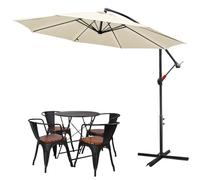 Tubiaz Sombrilla de 300/350 cm, con soporte, protección UV 40+, impermeable, para balcón, jardín, terraza, color beige, beige, Ø300 cm…