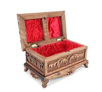 Tubibu Walnut Treasure Secret Magic Box - Joyero único hecho a mano con botón oculto, 25 x 15 x 12 cm