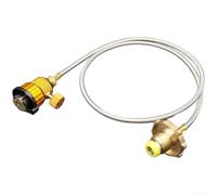 Tubo adaptador de combustible para exteriores, para GLP a recipiente plano, capa de malla de acero inoxidable 304 de cobre, para transferencia de gas multiusos (válvula + adaptador)