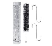 Tubo ahumador de pellets, generador de humo para barbacoa de acero inoxidable hexagonal, para parrilla eléctrica de carbón y gas, cocina al aire libre, 5x5x30,5 cm, plateado