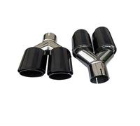 Tubo Cola Silenciador Trasero Silenciador De Escape Universal De Fibra De Carbono Para Automóvil De Acero Inoxidable Con Doble Salida En Forma De Y(Left 66mm IN-101mm OUT)