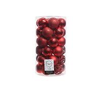 Tubo de 37 Bolas Decorativas Rojas para árbol de Navidad Ø6 cm, Ideales para Decorar y Dar un Toque Festivo a la decoración navideña.