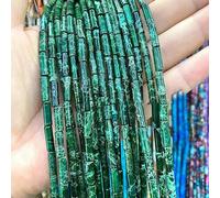 Tubo de 4 x 13,0 mm de jaspe de sedimento marino de piedra natural, cuentas espaciadoras cilíndricas sueltas para hacer joyas, pulseras, accesorios, color verde oscuro, 13-14 unidades.