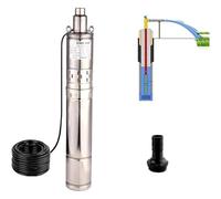 Tubo de acero inoxidable bomba de agua sumergible para pozo profundo bomba solar rotativa bomba de tornillo para taladro para casa de jardín (3QGD1,2-100-0.75) (3QGD0.5-50-0.25)