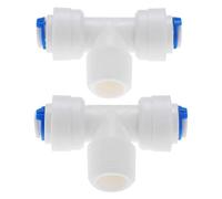 Tubo de agua de conexión a presión de conexión rápida fitti Adaptador de conector 2pcs Osmosis Inversa Rápida de tuberías camiseta apropiada forma de T 1/4 Conectar la manguera de 3/8 BSP macho RO de