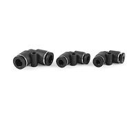 Tubo de aire de 3 mm, 4 mm y 6 mm, conector de plástico negro for manguera de agua, tubo de inserción de PU, recto, PV, codo de PE, PY, 3 vías(PU-6)