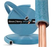 Tubo de Aislamiento de Tuberías de Agua PEX 15/6 mm Manguera Aislante Espuma de Polietileno Azul 10m Agua Fría Caliente Impermeable Ignífugo Calorifugado Flexible Fuerte Redondo