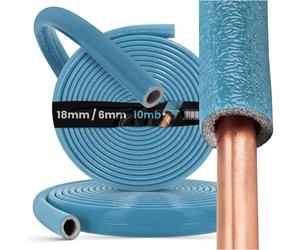 Tubo de Aislamiento de Tuberías de Agua PEX 18/6 mm Manguera Aislante Espuma de Polietileno Azul 10m Agua Fría Caliente Impermeable Ignífugo Calorifugado Flexible Fuerte Redondo