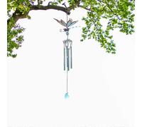 (Tubo de aluminio azul) Carillón de viento con campana de metal luminosa para exteriores, decoración