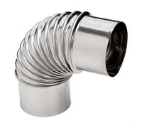 Tubo de chimenea de acero inoxidable, adaptador de codo de tubo de chimenea para estufa de leña o ventilación de chimenea al aire libre con tapa de lluvia, plateado (70 mm)