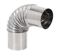 Tubo de chimenea de acero inoxidable, adaptador de codo de tubo de chimenea para estufa de leña o ventilación de chimenea al aire libre con tapa de lluvia, plateado (50 mm)