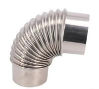 Tubo de chimenea de acero inoxidable, adaptador de codo de tubo de chimenea para estufa de leña o ventilación de chimenea al aire libre con tapa de lluvia, plateado (90 mm)