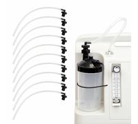 Tubo de conexión de botella humidificador concentrador de oxígeno, generador de O2, adaptador de taza de agua con conector roscado estándar, 10 piezas (codo negro, 12 pulgadas de largo)