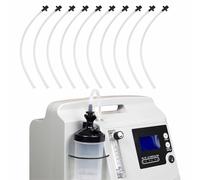 Tubo de conexión de botella humidificador concentrador de oxígeno, generador de O2, adaptador de taza de agua con conector roscado estándar, 10 piezas (negro, recto, 12 pulgadas de largo)