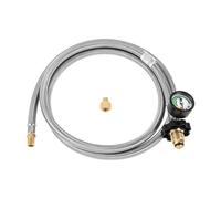 Tubo de conexión de gas Manguera trenzada de acer Manguera de cola de cerdo trenzada universal de 1,8 m (6 pies), POL de 1/4 de pulgada NPT, macho invertido, con manómetro