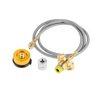 Tubo de conexión de gas Manguera trenzada de acer Tubo de aire de acero de 1 m, quemador exterior de GLP, manguera plana for tanque, conector de válvula de recarga, lata CB/OD