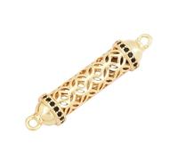 Tubo de cuentas espaciadoras huecas, base de latón metálico, oro de 18 quilates, accesorios para anudar cuentas.