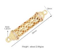 Tubo de cuentas espaciadoras huecas, base de latón metálico, oro de 18 quilates, accesorios para anudar cuentas.