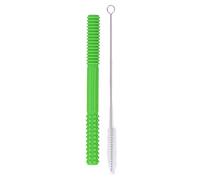 Tubo de Dentición Hueco, Tubo de Dentición Masticable con Textura de Color Brillante Suave con Cepillo de Limpieza para el Hogar (Verde)