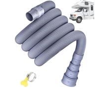 Tubo de desagüe plegable para caravana con adaptador ajustable, Tubo flexible de plástico para alcantarillado de cocina, tubo de agua, colador de tubo de drenaje (6m)