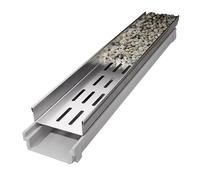Tubo de drenaje en forma de U para exteriores con rejilla de metal, cubierta extraíble para jardín, patio y uso comercial, 100 x 22 x 30 cm, sistema de flujo de agua eficiente