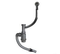 Tubo de drenaje para fregadero de cocina con desbordamiento, trampa de fontanería flexible antiolor para fregaderos de un solo cuenco, montaje de tubo de residuos de goma a prueba de fugas y acero