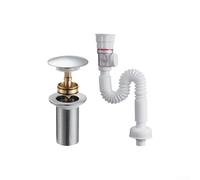 Tubo de drenaje para lavabo con desbordamiento, tubo de desagüe de fregadero para desagües de lavabo de baño, acero inoxidable + conector de drenaje ABS, interfaz de 66 mm, compatible con 40-50 mm