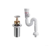 Tubo de drenaje para lavabo con desbordamiento, tubo de desagüe de fregadero para desagües de lavabo de baño, acero inoxidable + conector de drenaje ABS, interfaz de 66 mm, compatible con 40-50 mm