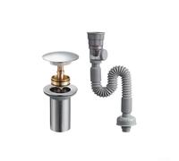 Tubo de drenaje para lavabo con desbordamiento, tubo de desagüe de fregadero para desagües de lavabo de baño, acero inoxidable + conector de drenaje ABS, interfaz de 66 mm, compatible con 40-50 mm