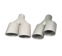 Tubo de Escape Coche 1 Uds. Tubo De De Escape Con Punta De Silenciador Coche Acero Inoxidable Mate Doble Universal 60MM 63mm Para GTI(Left In60-Out101mm)