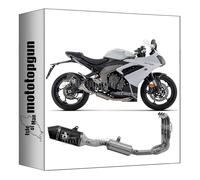 tubo de escape completo homologado catalizado arrow veloce de aluminio negro con fondo de carby compatible con triumph daytona 660 2024 mototopgun 71507van