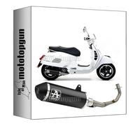 tubo de escape completo homologado open arrow urban de aluminio negro con fondo de acero negro compatible con piaggio vespa gts 125 2015 2016 mototopgun 53505ann + 53051mi