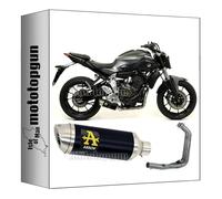 tubo de escape completo homologado open bajo arrow thunder de aluminio negro con fondo de acero compatible con yamaha mt07 mt-07 2014 2015 2016 2017 2018 2019 2020 mototopgun 71817aon* + 71655mi