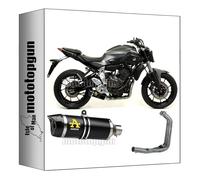 tubo de escape completo homologado open bajo arrow thunder de aluminio negro con fondo de carby compatible con yamaha mt07 mt-07 2014 2015 2016 2017 2018 2019 2020 mototopgun 71817akn + 71655mi