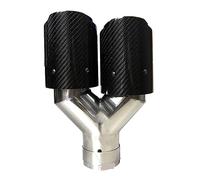 Tubo de Escape de 1 Pieza para Benz, Punta de Escape de Doble Extremo, Fibra de Carbono Doble + Acero Inoxidable, Azul Quemado, Tubos de Escape universales para automóviles (Equivalente a 60-101 mm)