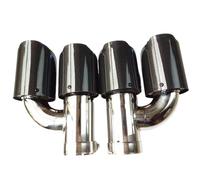 Tubo de Escape del Coche Punta De Escape Fibra Carbono Brillante Doble Universal Estilo H 2 Unidades Silenciador Acero Azul Para Benz(54MM IN101MM OUT)