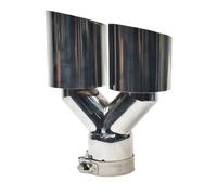 Tubo de escape del coche Silenciador de boca oblicua universal acero inoxidable para coche, boquilla tubo escape, punta un punto, dos tubos dobles(63MM IN- 101MM OUT)