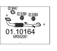 Tubo de escape delante para silenciador intermedio 01.10164 MTS para MITSUBISHI