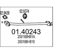 Tubo de escape delante para silenciador intermedio 01.40243 MTS para NISSAN