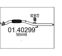 Tubo de escape delante para silenciador intermedio 01.40299 MTS para OPEL