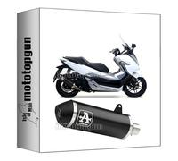 tubo de escape homologado open arrow urban de aluminio negro con fondo de acero negro compatible con honda forza 300 2018 2019 2020 mototopgun 53530ann + 53077mi