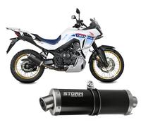 Escape homologado Storm OVAL en Acero negro posicion estandar para HONDA XL 750 TRANSALP 23-26