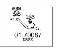 Tubo de escape posterior para silenciador posterior 01.70087 MTS para FORD BMW