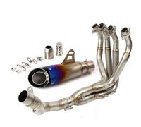 Tubo de escape Slip On Para Kawasaki Para Z900 2025 51MM Terminales Escape Motocicleta Tubo Conexión Frontal Silenciador(Blue)