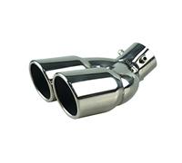 Tubo de Escape Universal de 63 mm, Accesorios para Coche, Entrada de Escape Doble, Punta de Escape Trasera, silenciador, Salida de Titanio Negro, Acero Inoxidable (tamaño: Plata W)