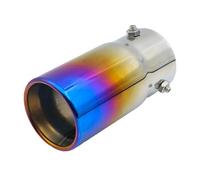 Tubo De Extremo Escape Salida Doble Directo Plata Sistema Escape Fibra Carbono Para Coche Silenciador Grueso Punta Tubo Universal 70Mm Piezas Exteriores Acero Inoxidable(Blue round330)