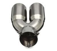 Tubo de Extremo Garganta de la Cola del Coche Punta De Escape Coche 76 Mm Con Doble Salida Acero Inoxidable, Cola Trasera Cromada Redonda