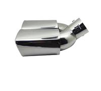 Tubo de Extremo Garganta de la Cola del Coche Punta de escape con doble salida y silenciador trasero de acero inoxidable con boca cuadrada, accesorios para coche(Silver Curved)